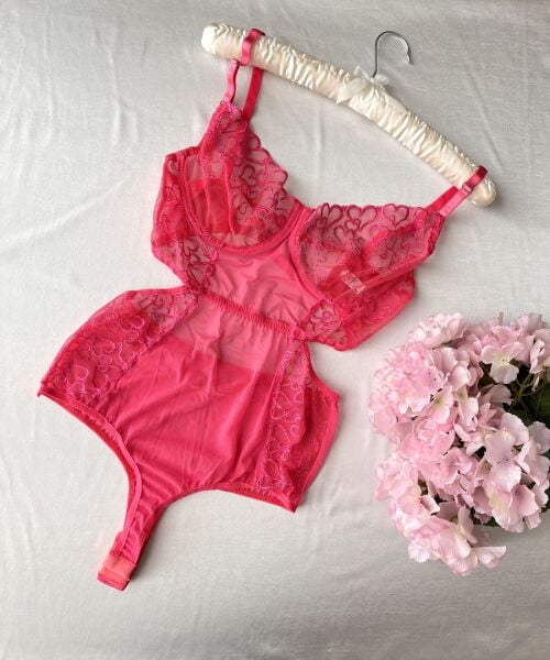 BKT-9007 Pembe Bodysuit Babydoll