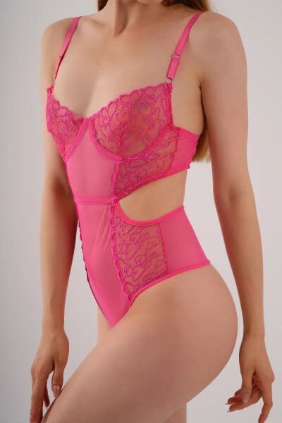 BKT-9007 Pembe Bodysuit Babydoll